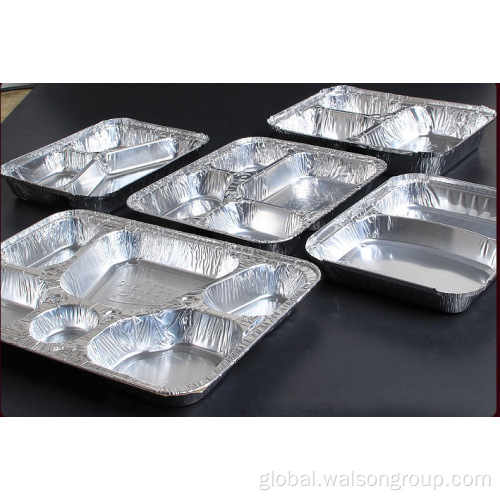 Rectangle Foil Container Compartment Disposable Aluminum Foil Fast Food Container Factory
